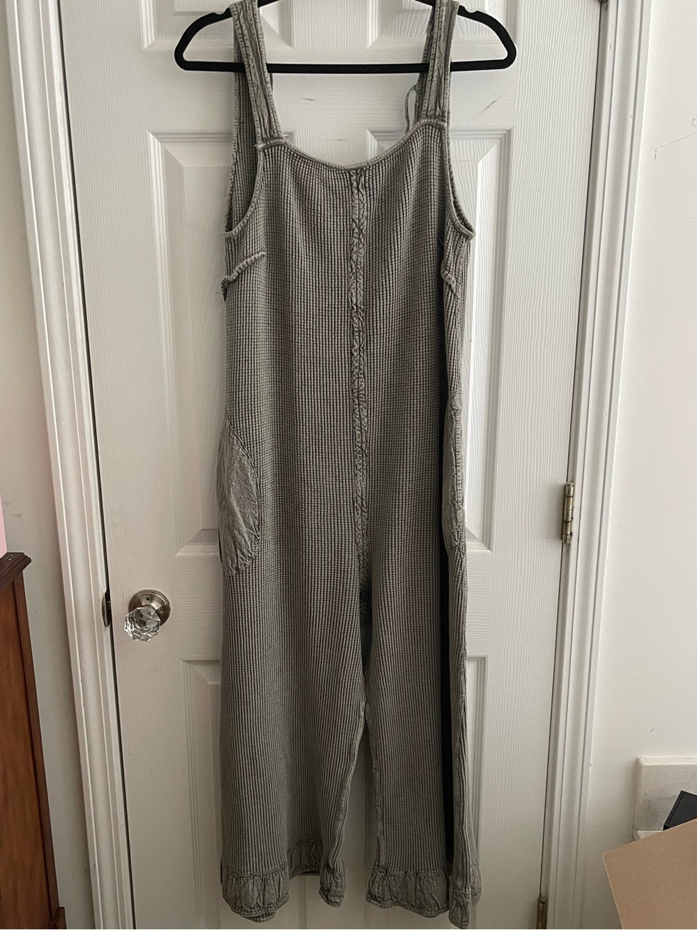 NWOT FREE PEOPLE FP One Callie Mineral Wash Waffle Knit Jumpsuit SZ: L